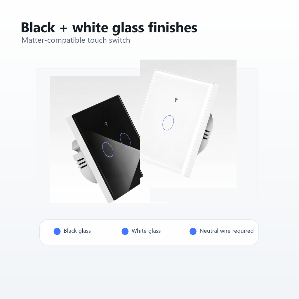 Black and white glass NéoGlass Matter Comfort touch switch packshot