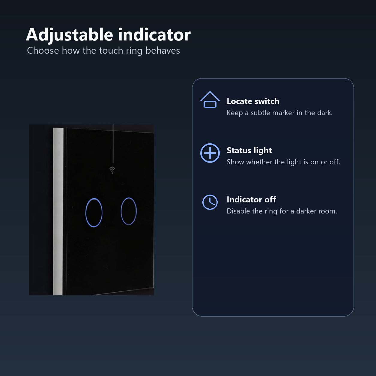 Adjustable indicator settings image for NéoGlass Matter Comfort switch