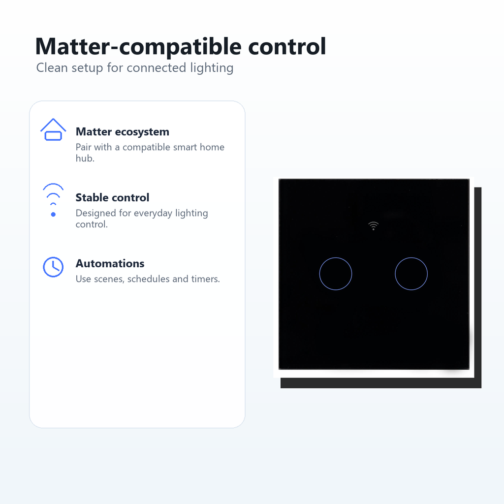Matter-compatible control overview for NéoGlass Matter Comfort switch