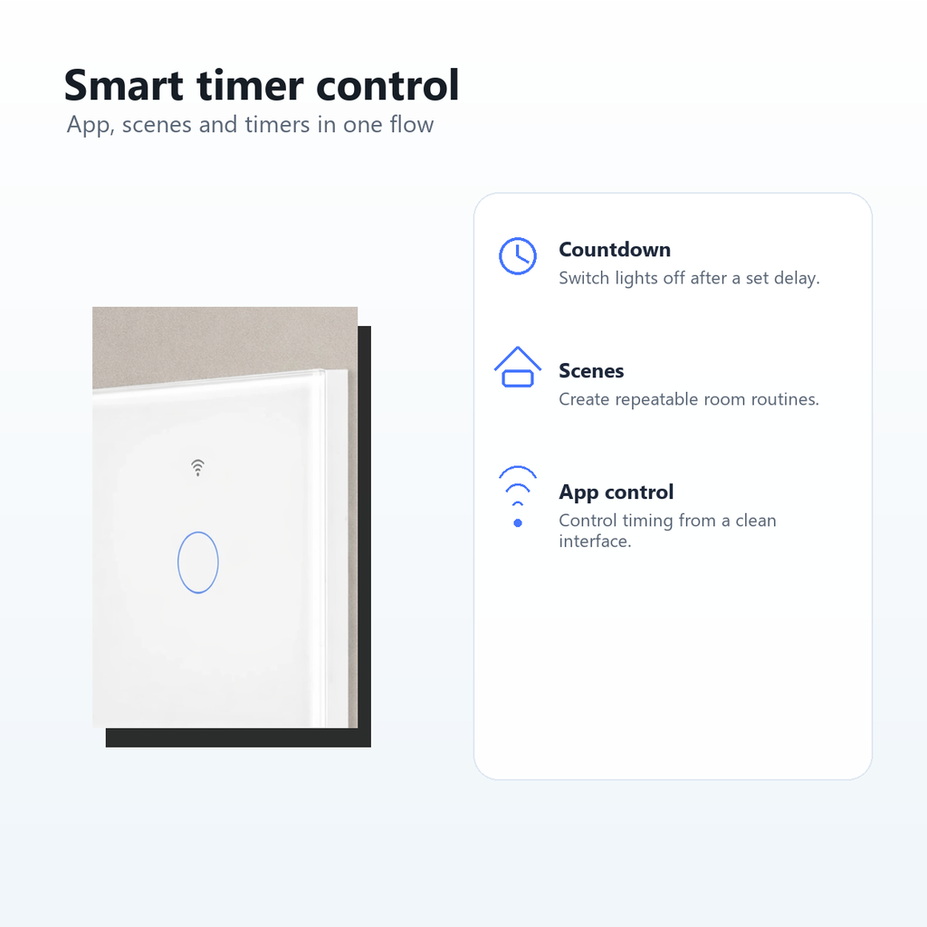 App, scene and timer control image for NéoGlass Matter Comfort switch