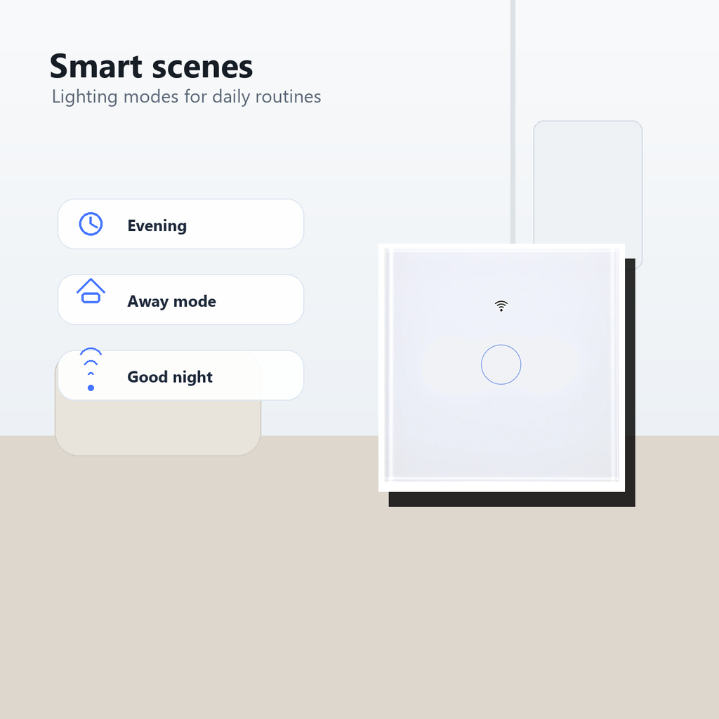 Smart scene setup image for NéoGlass Matter Comfort switch