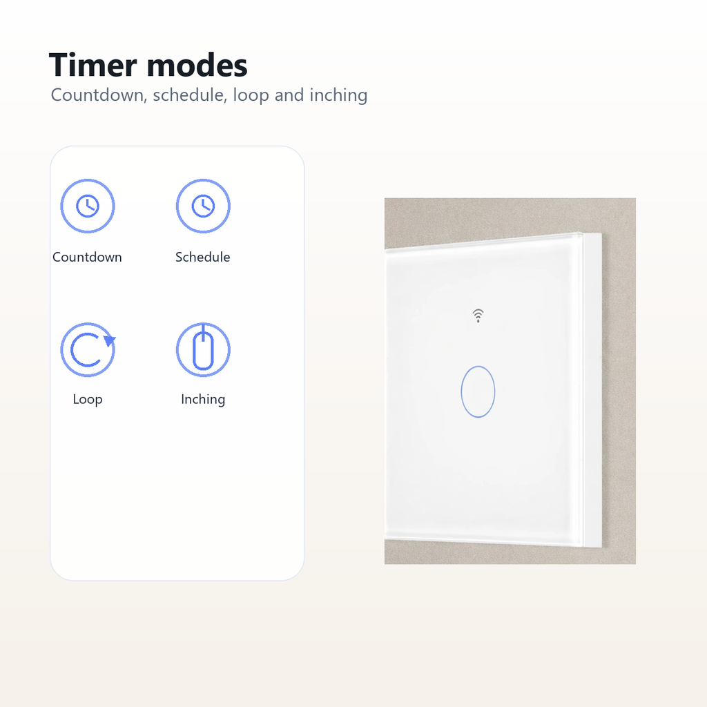 Timer app feature for NéoGlass Matter Comfort switch