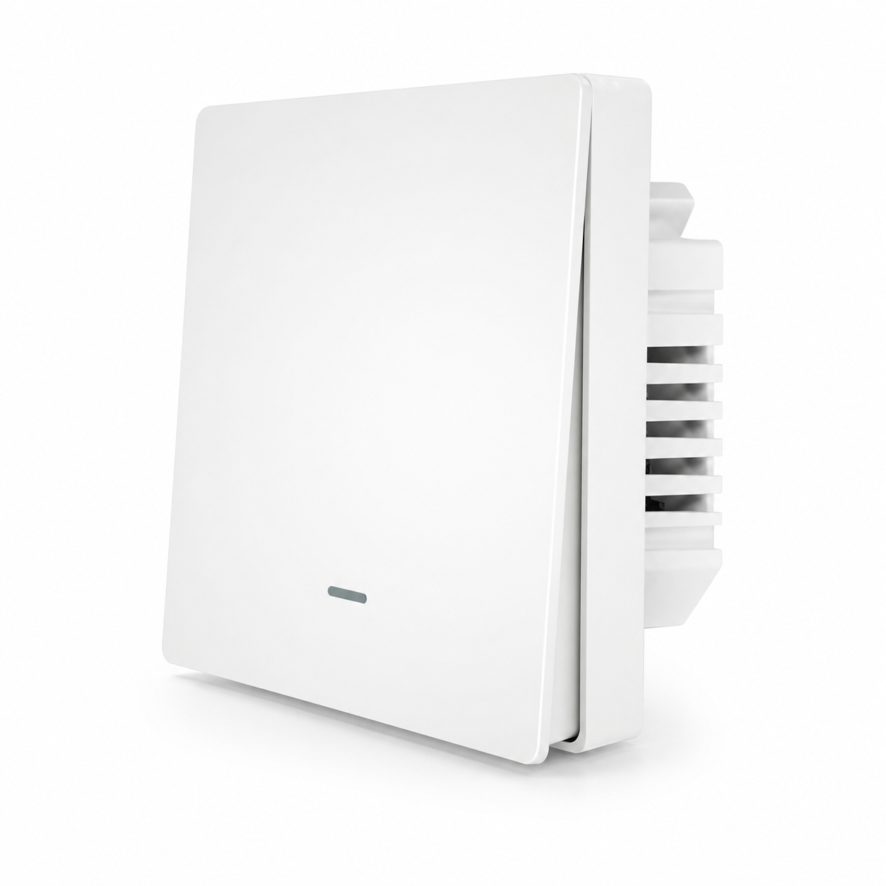 NéoGlass Multi-Wire Comfort, interrupteur Zigbee blanc à un bouton avec design mural minimaliste.
