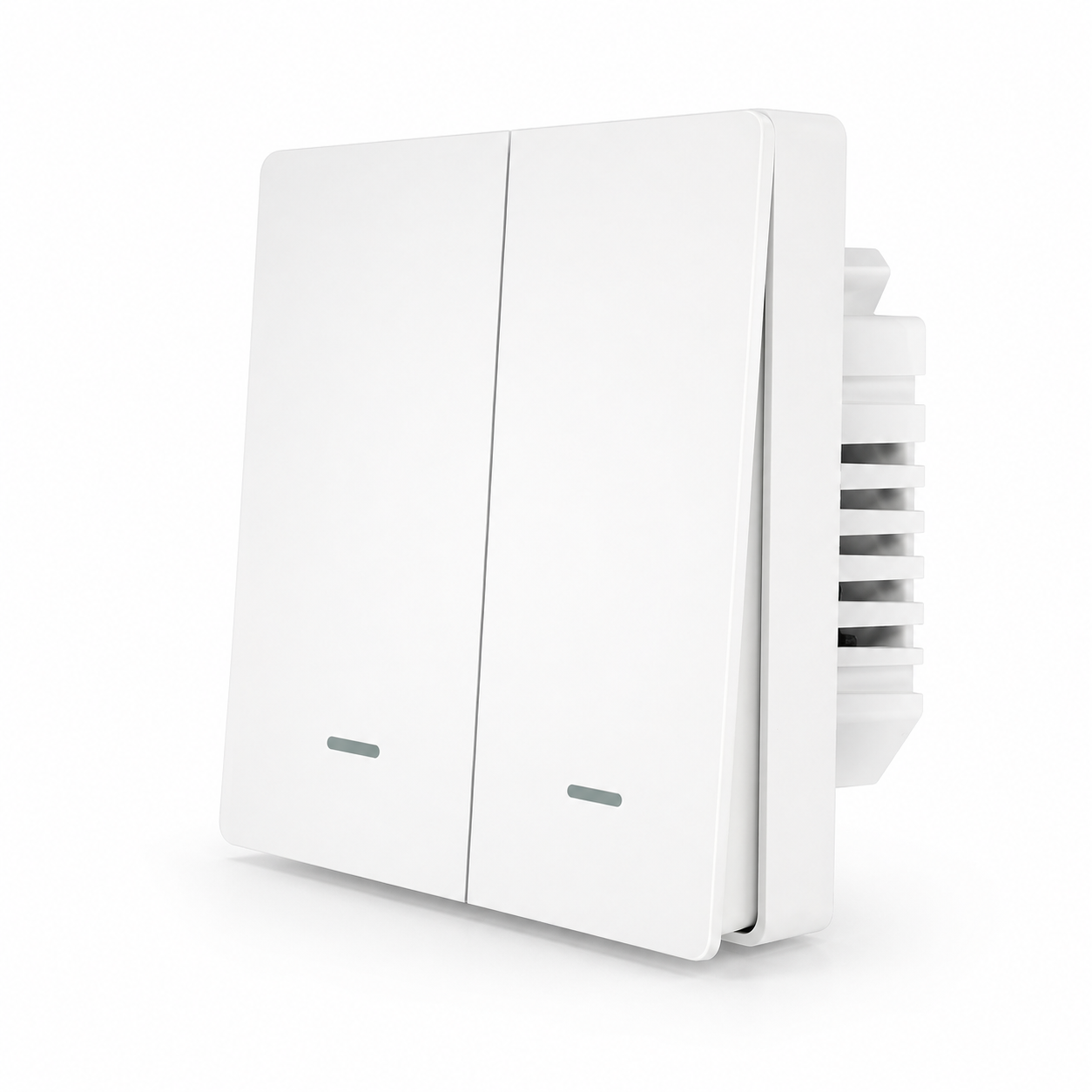 NéoGlass Multi-Wire Comfort, interrupteur Zigbee blanc à deux boutons avec façade tactile élégante.
