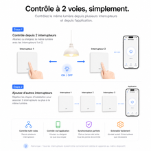 NéoGlass Multi-Wire Comfort, contrôle à 2 voies simplement avec schémas de câblage et pilotage depuis l'application.