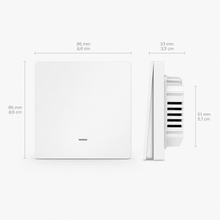 NéoGlass Multi-Wire Comfort, schéma des dimensions de l'interrupteur mural et de son module arrière.