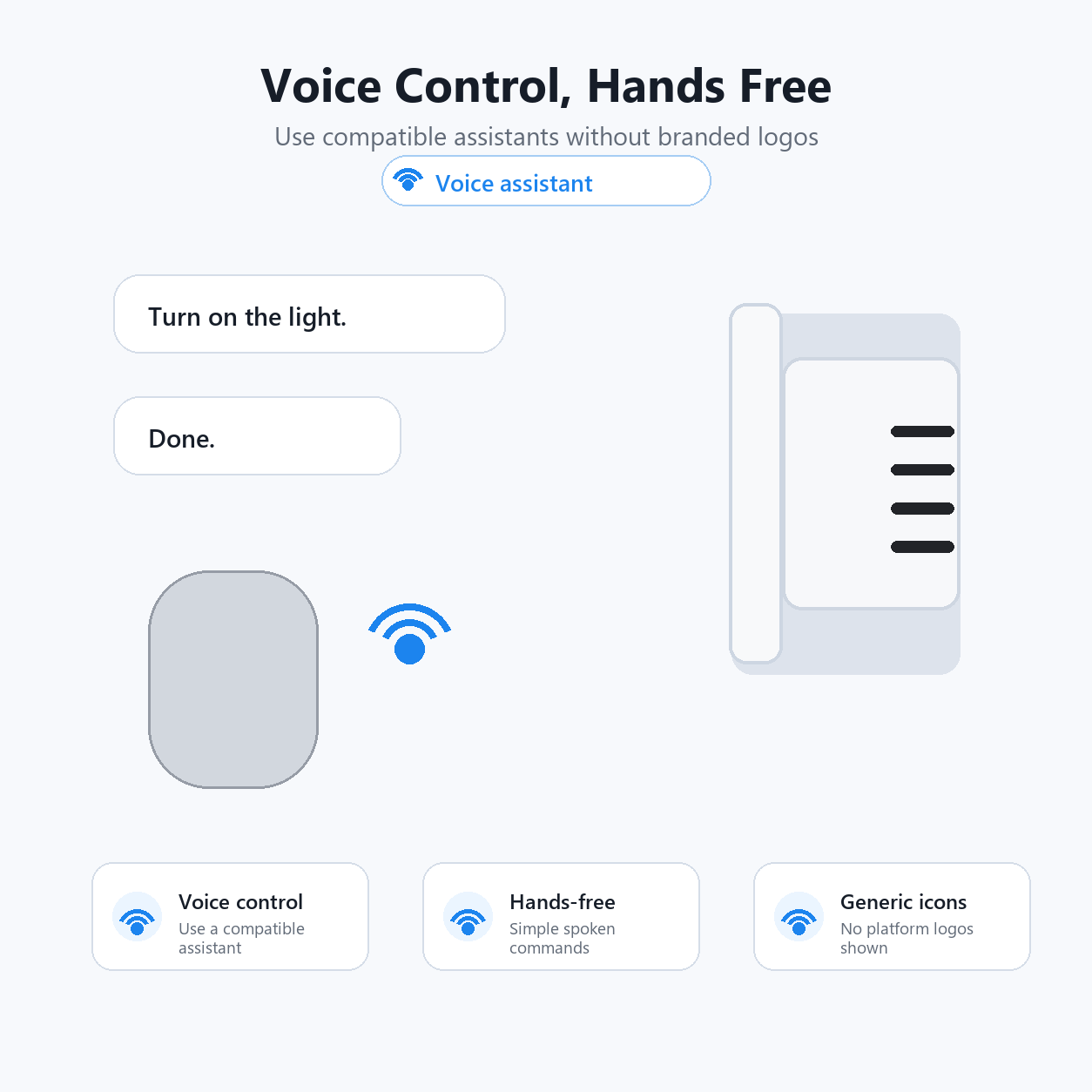 Generic voice control visual for ZigBee glass switch