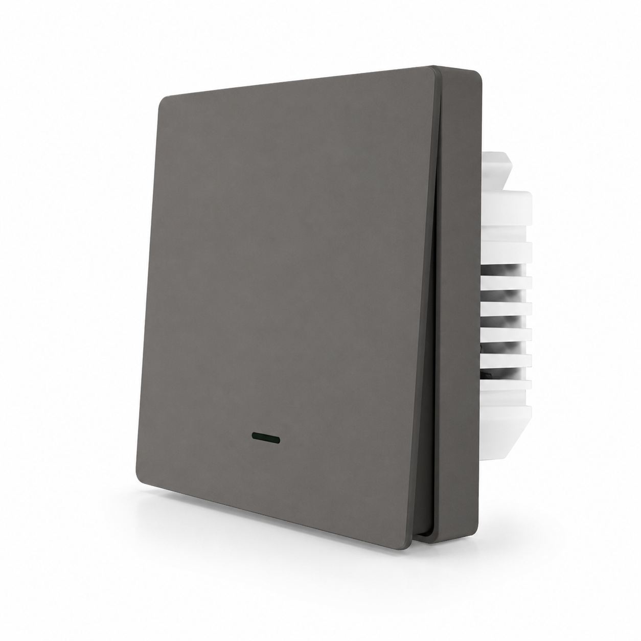 NéoGlass Multi-Wire Comfort, interrupteur Zigbee gris à un bouton avec façade tactile minimaliste.
