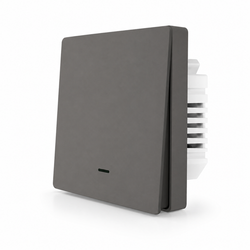 NéoGlass Multi-Wire Comfort, interrupteur Zigbee gris à un bouton avec façade tactile minimaliste.