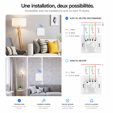NéoGlass Multi-Wire Comfort, installation avec ou sans neutre avec schéma de raccordement recommandé.