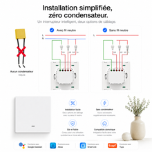 NéoGlass Multi-Wire Comfort, installation simplifiée zéro condensateur avec schémas de câblage.