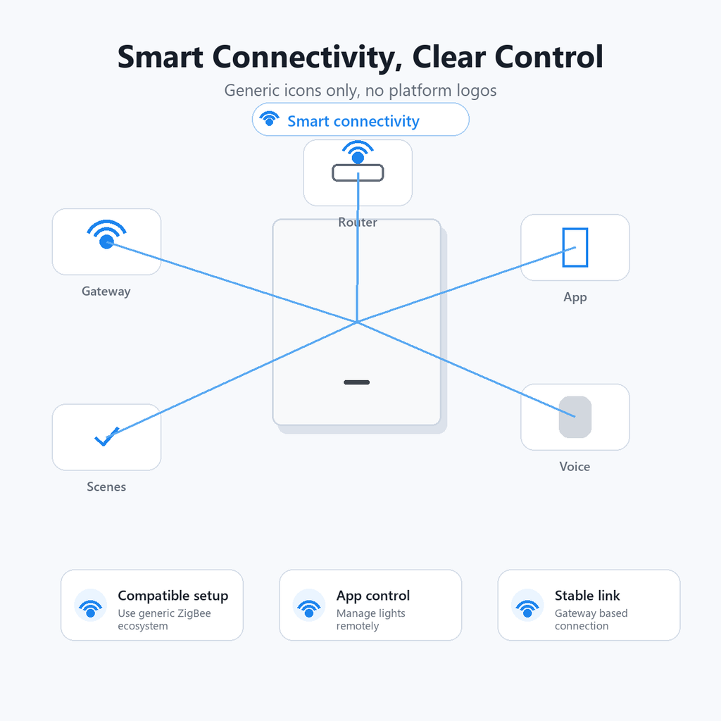 Smart connectivity visual for ZigBee glass wall switch