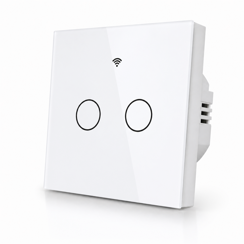 Interrupteur tactile WiFi RF433 NéoGlass RF Lite Comfort sans neutre blanc 2 canaux