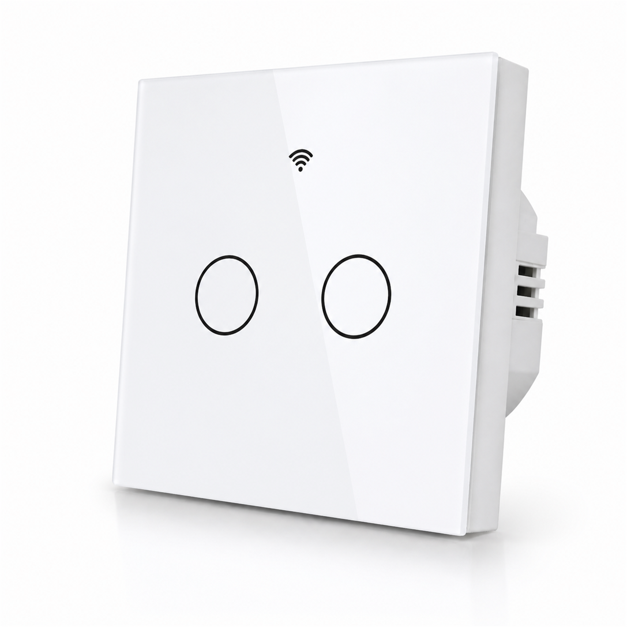 Interrupteur tactile WiFi RF433 NéoGlass RF Lite Comfort sans neutre blanc 2 canaux