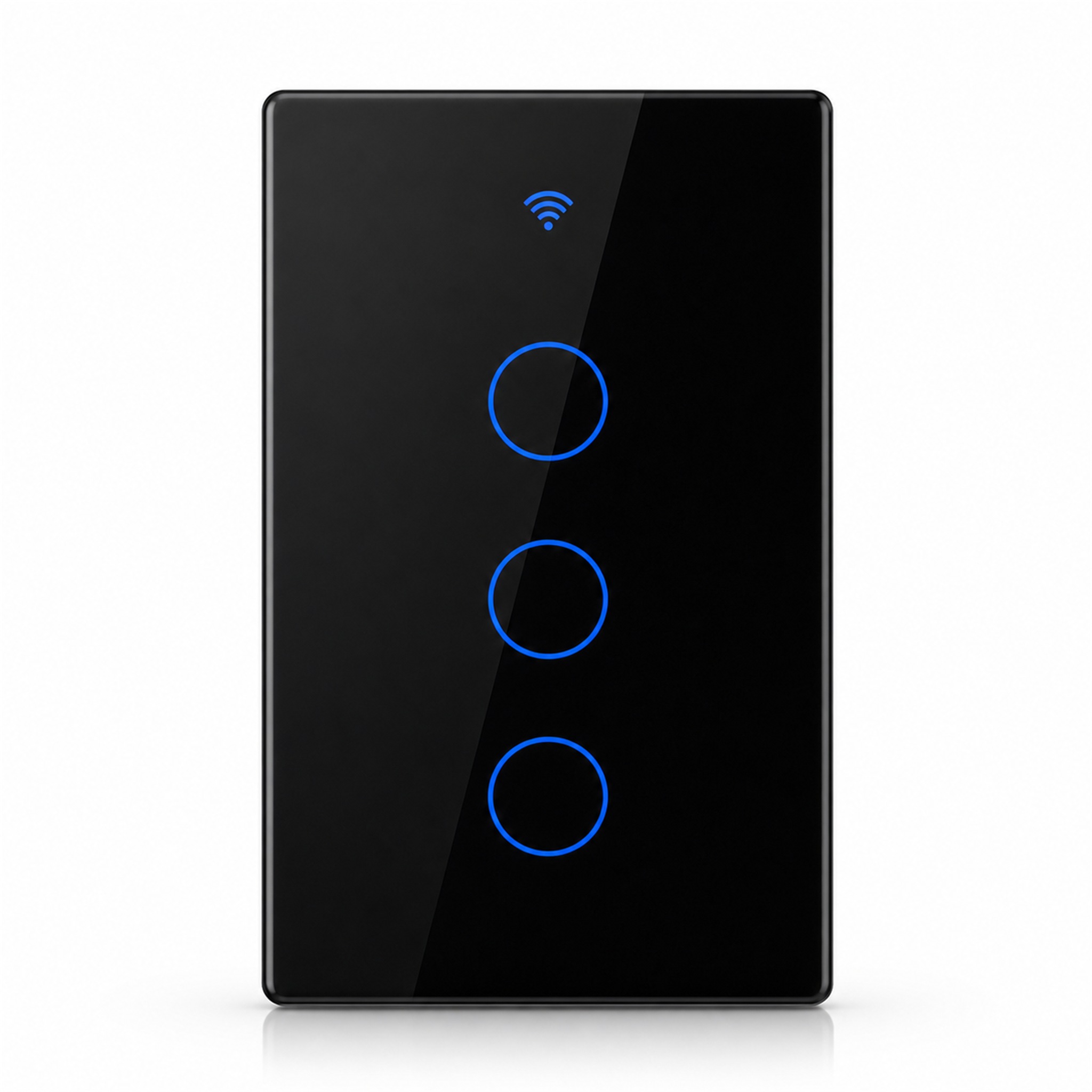 Interrupteur tactile WiFi RF433 NéoGlass RF Lite Comfort sans neutre noir 3 canaux