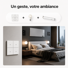 NéoGlass Switch Comfort, interrupteur tactile Zigbee 4 boutons en façade blanche avec design minimaliste.