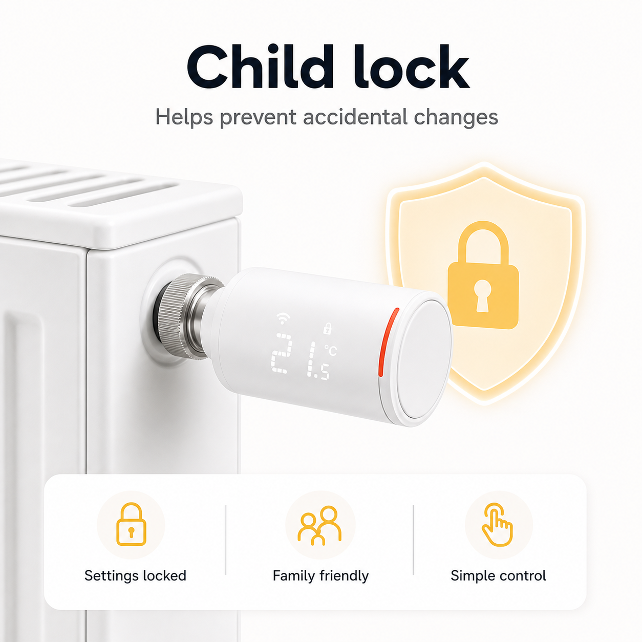Child lock graphic for NéoGraph Comfort thermostatic radiator valve