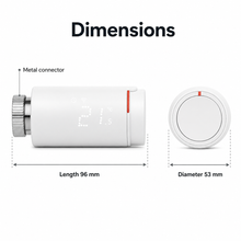 Dimension diagram of NéoGraph Comfort thermostatic radiator valve