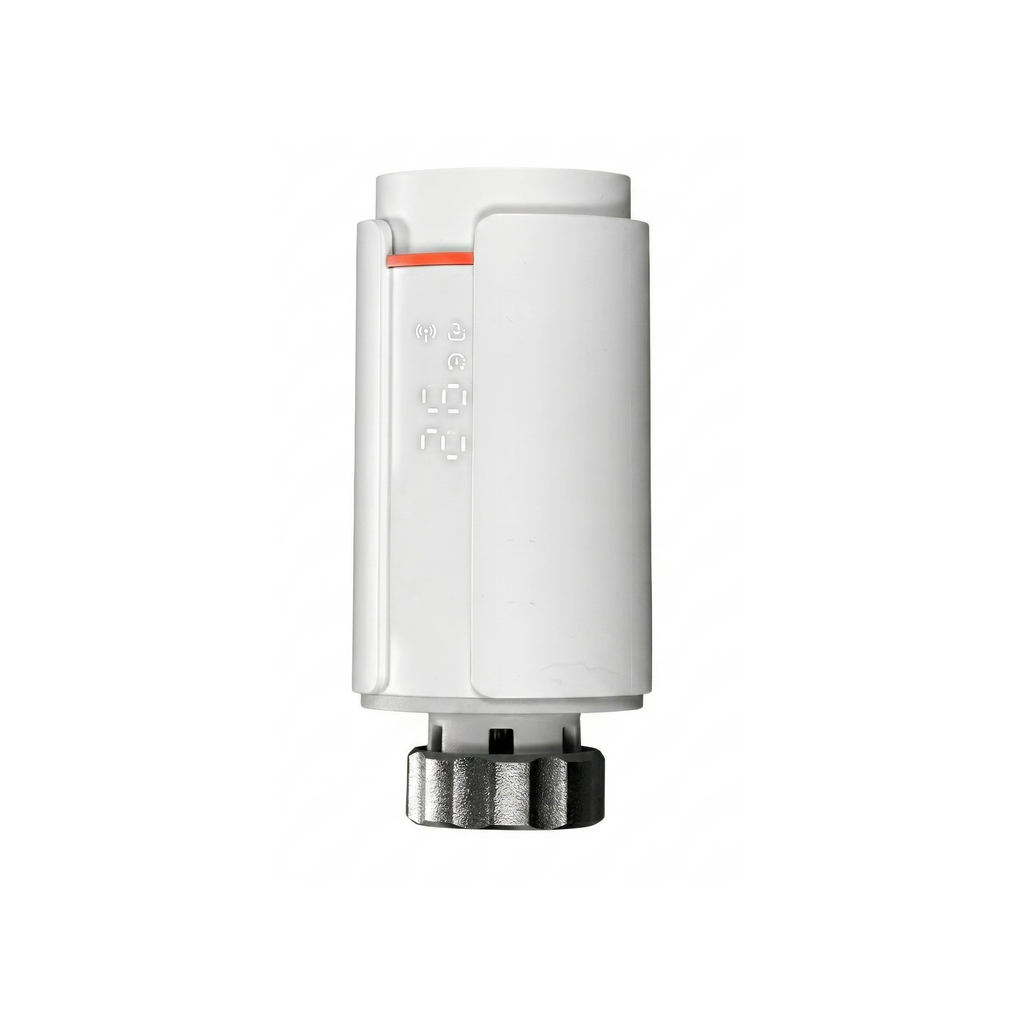 Vanne thermostatique NéoGraph Comfort blanc pur vue de face sur fond studio blanc