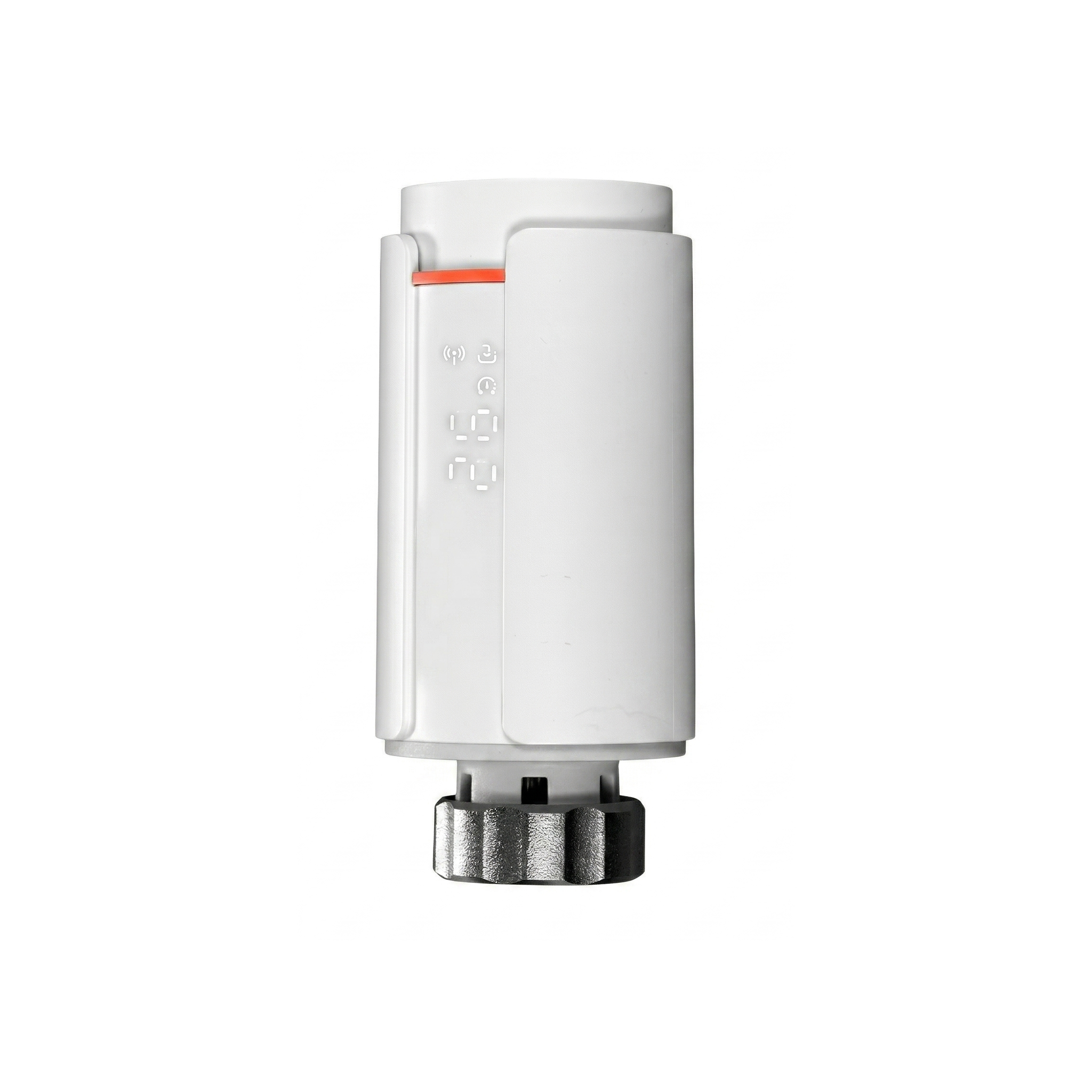 Vanne thermostatique NéoGraph Comfort blanc pur vue de face sur fond studio blanc