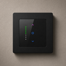 Black NéoGrid Essential curtain switch mounted on modern wall