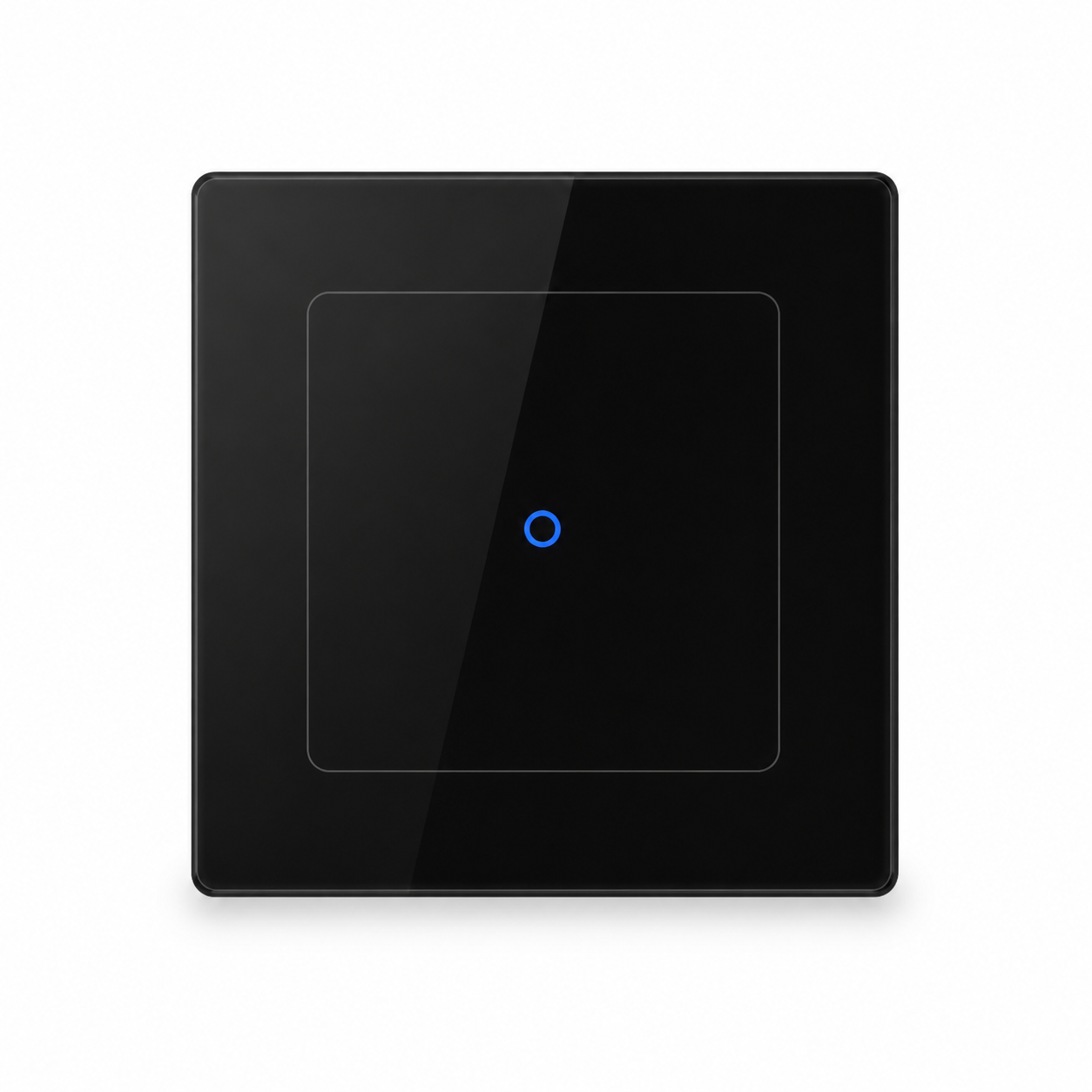 Black one-zone NéoGrid Essential smart wall switch front view