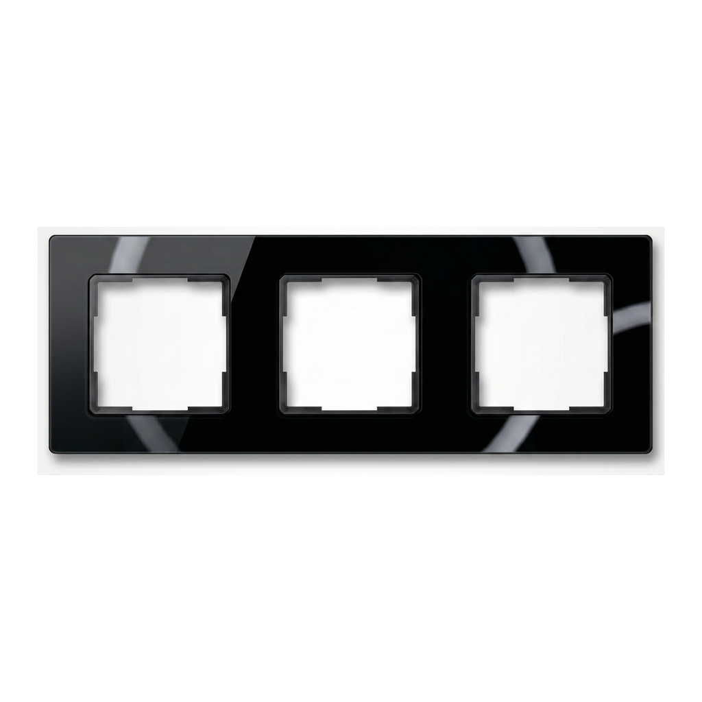 Black three-module NéoGrid Essential wall frame with empty openings