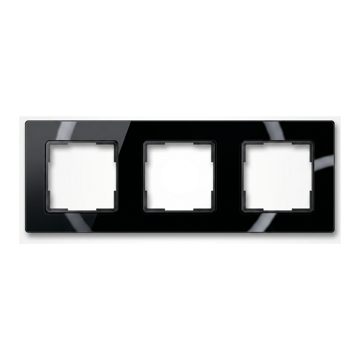 Black three-module NéoGrid Essential wall frame with empty openings