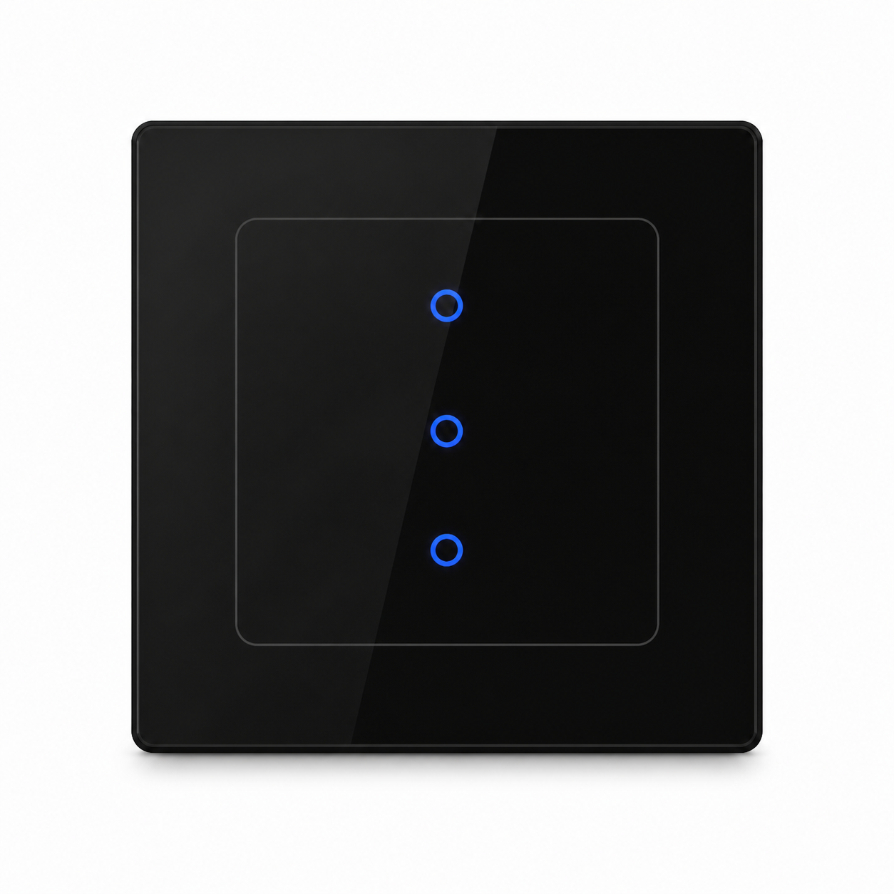 Black three-zone NéoGrid Essential smart wall switch front view