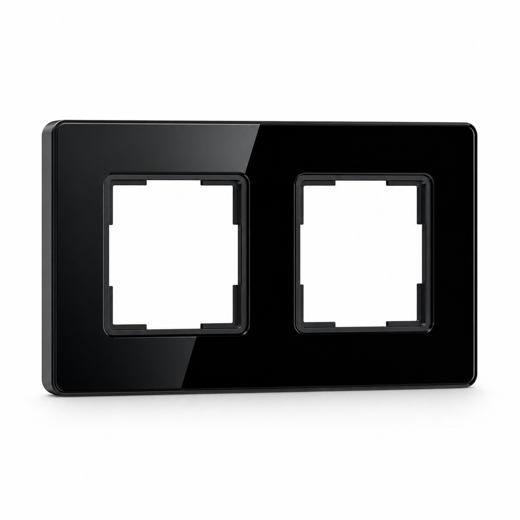 Black two-module NéoGrid Essential wall frame with empty openings