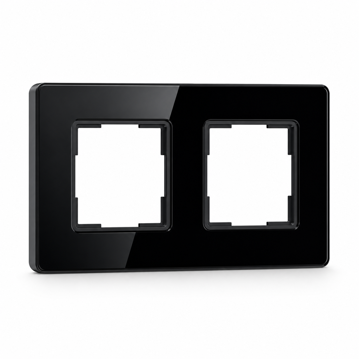 Black two-module NéoGrid Essential wall frame with empty openings