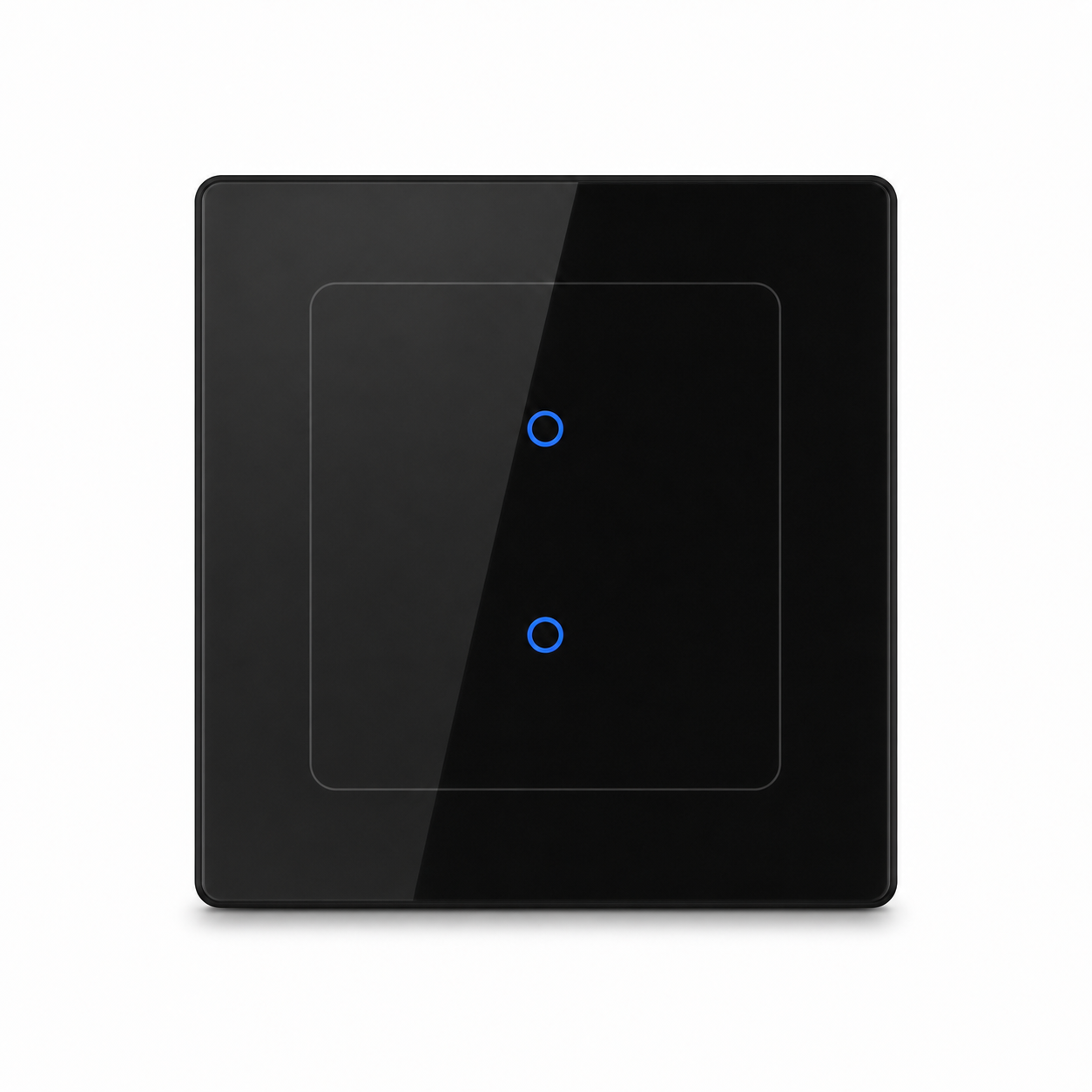 Black two-zone NéoGrid Essential smart wall switch front view