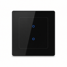 Black two-zone NéoGrid Essential smart wall switch front view