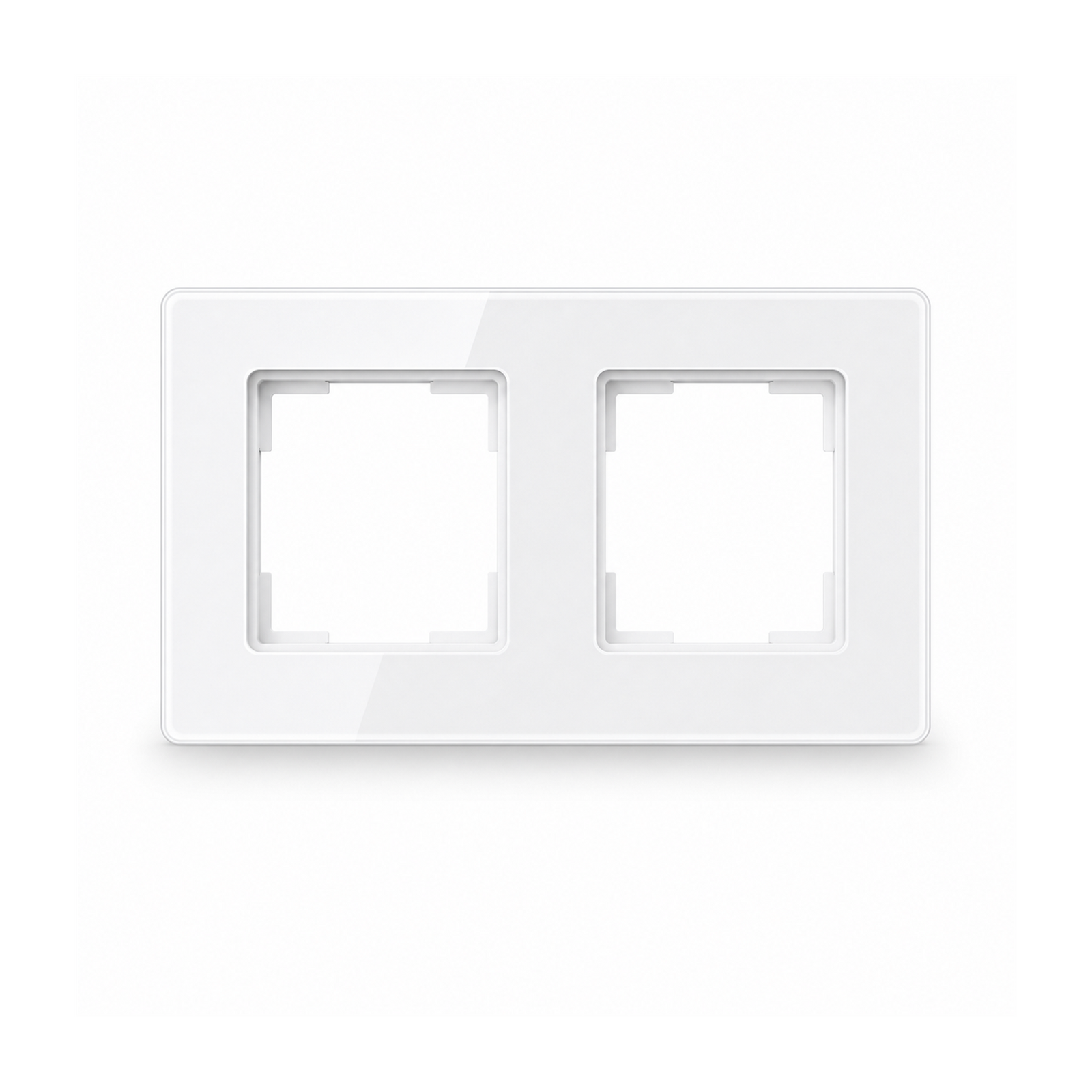 Cadre NeoGrid Essential blanc pur a deux modules sur fond studio blanc.