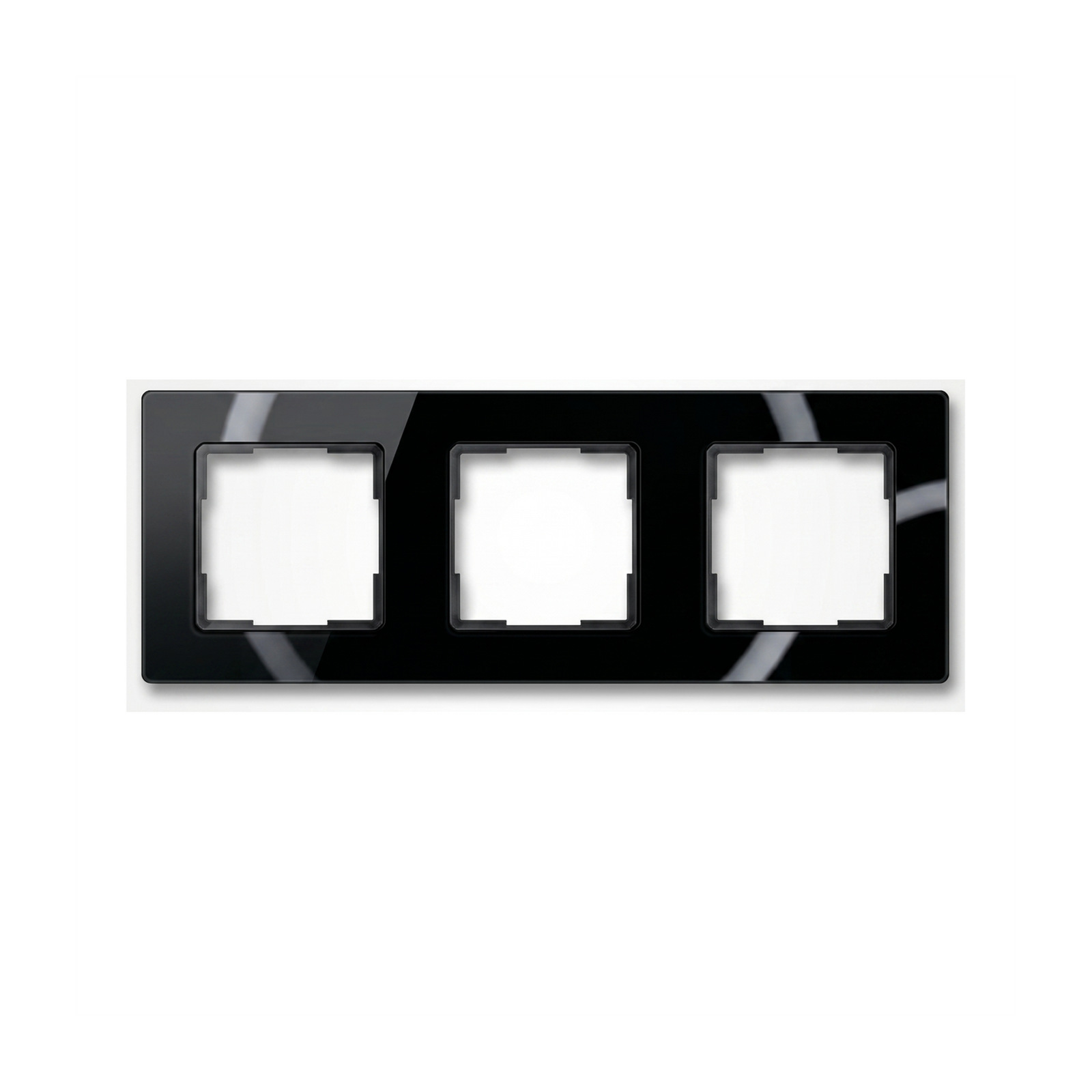 Cadre NeoGrid Essential noir absolu a trois modules sur fond studio blanc.