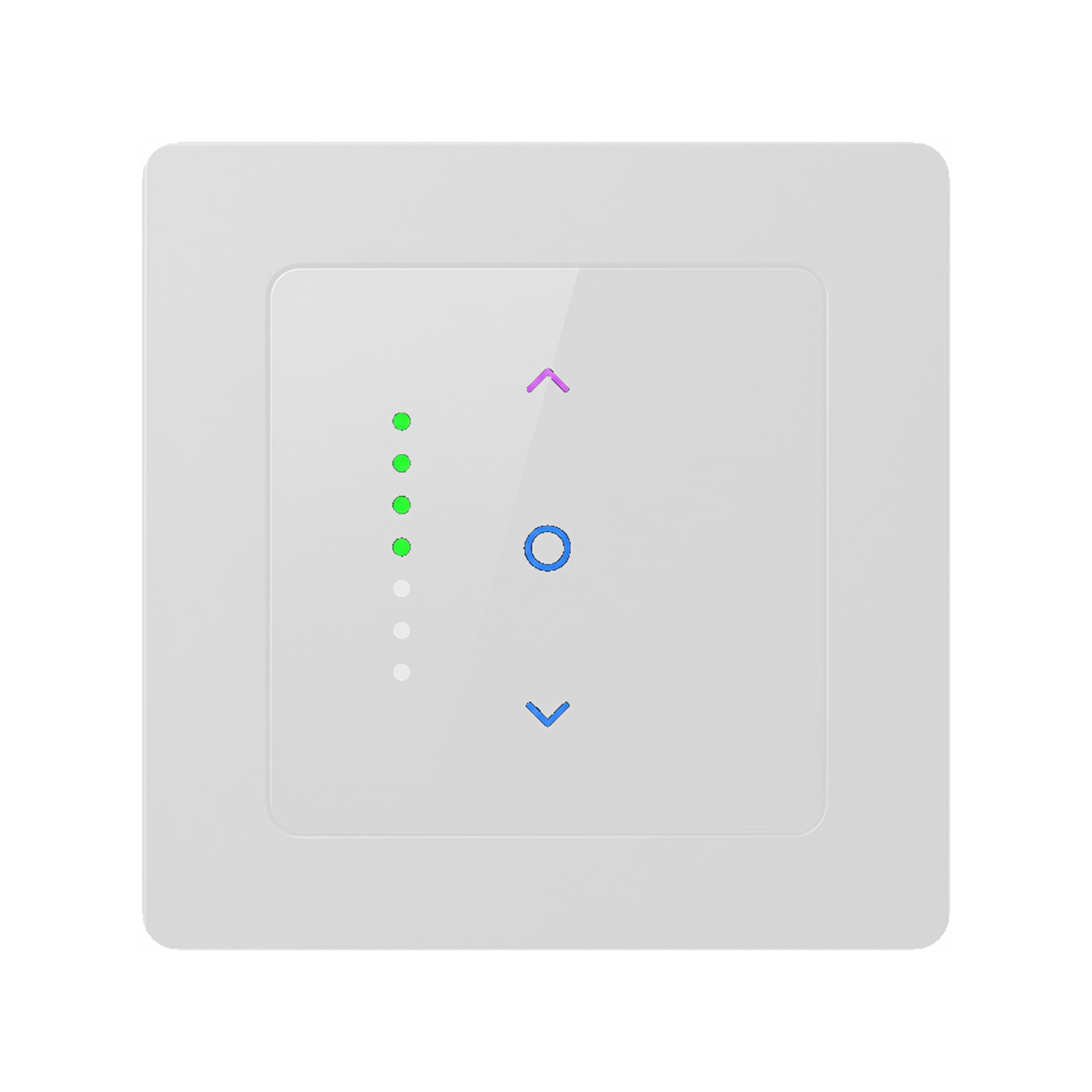 Interrupteur volets NeoGrid Essential blanc pur sur fond studio blanc.