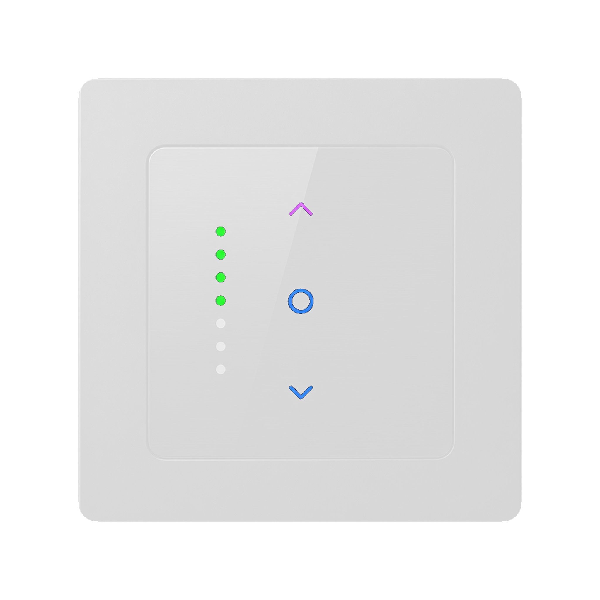 Interrupteur volets NeoGrid Essential blanc pur sur fond studio blanc.