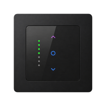 Interrupteur volets NeoGrid Essential noir absolu sur fond studio blanc.