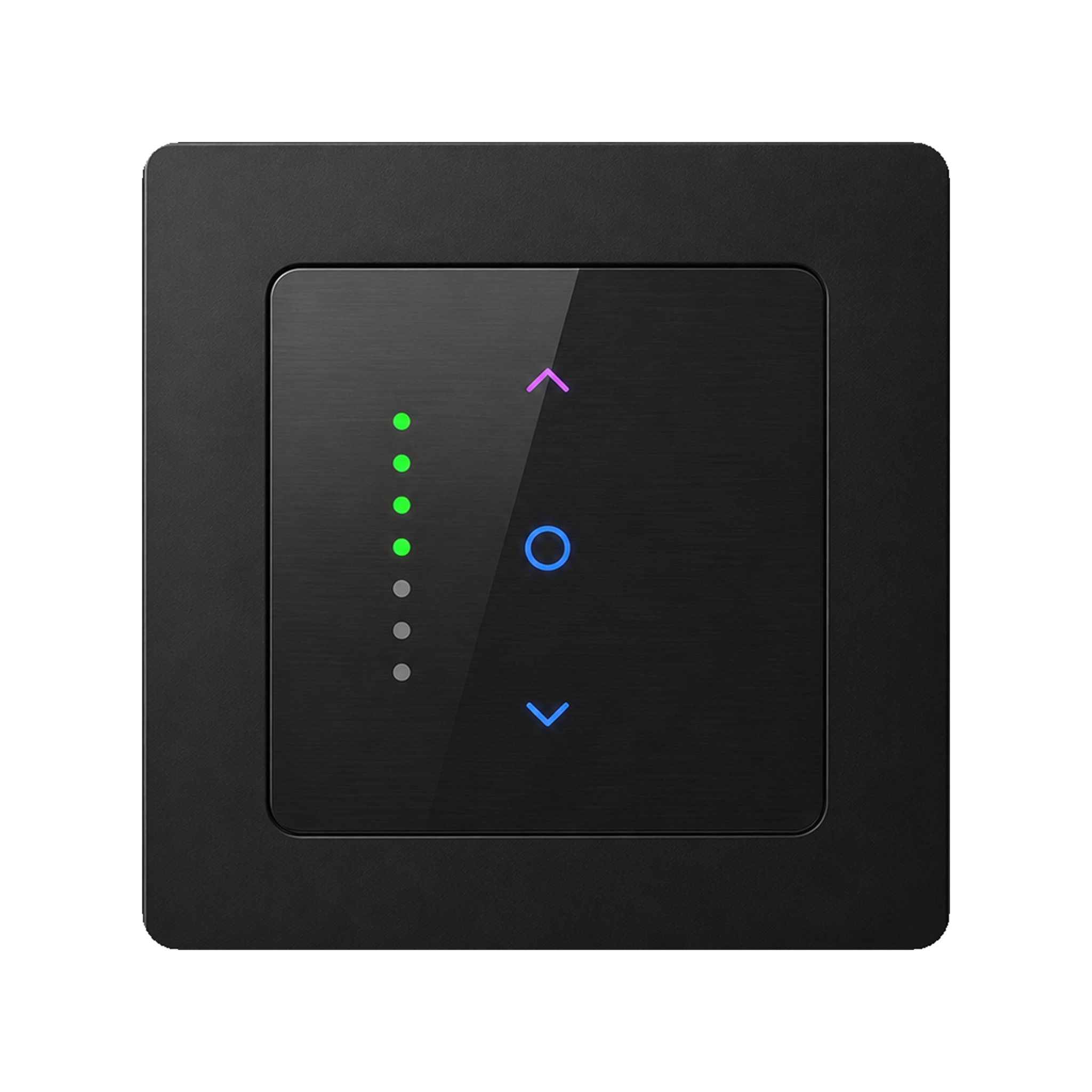 Interrupteur volets NeoGrid Essential noir absolu sur fond studio blanc.