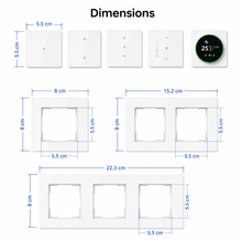 NéoGrid Essential module and wall frame dimensions diagram