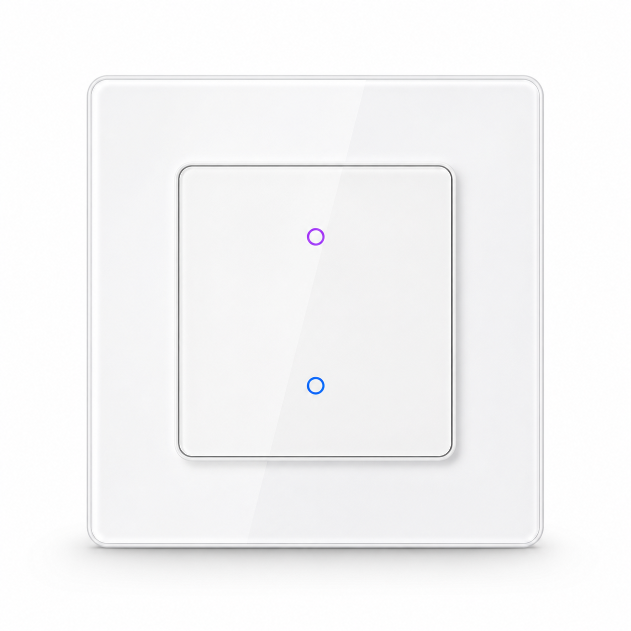 White two-zone NéoGrid Essential smart wall switch front view