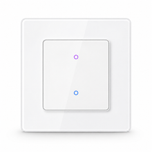 White two-zone NéoGrid Essential smart wall switch front view