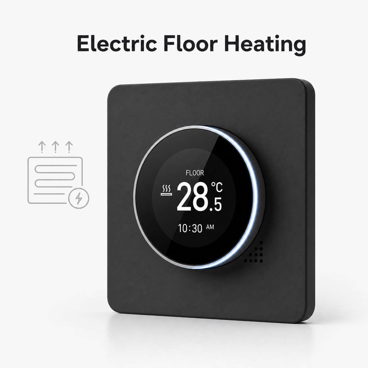 Black rotary thermostat version for electric floor heating