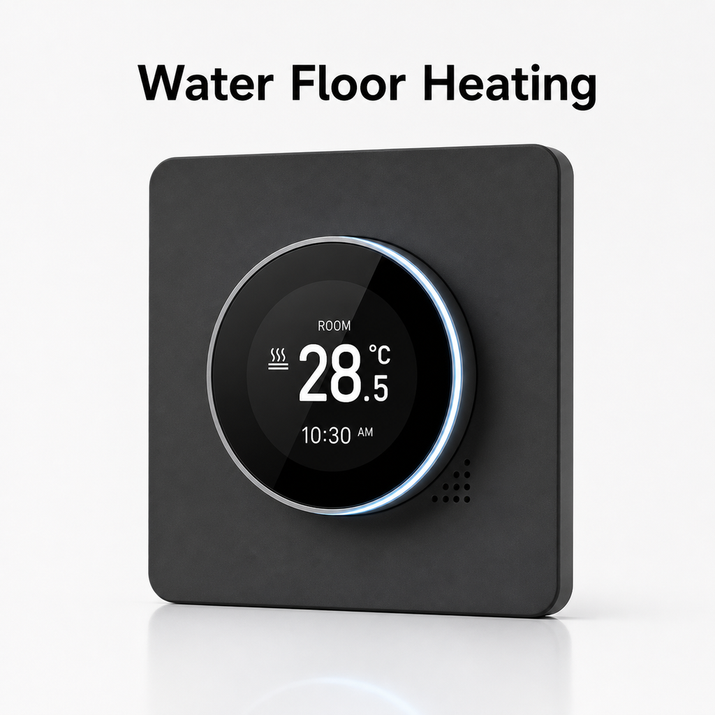 Black rotary thermostat version for water floor heating