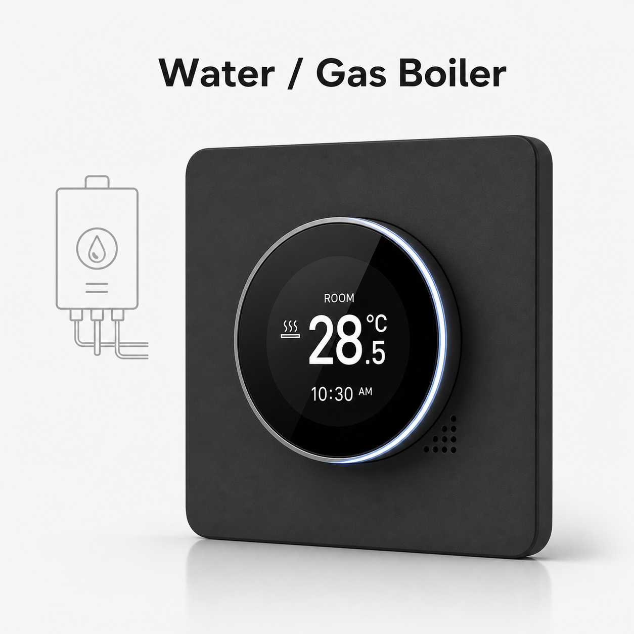 Black rotary thermostat version for water or gas boiler heating