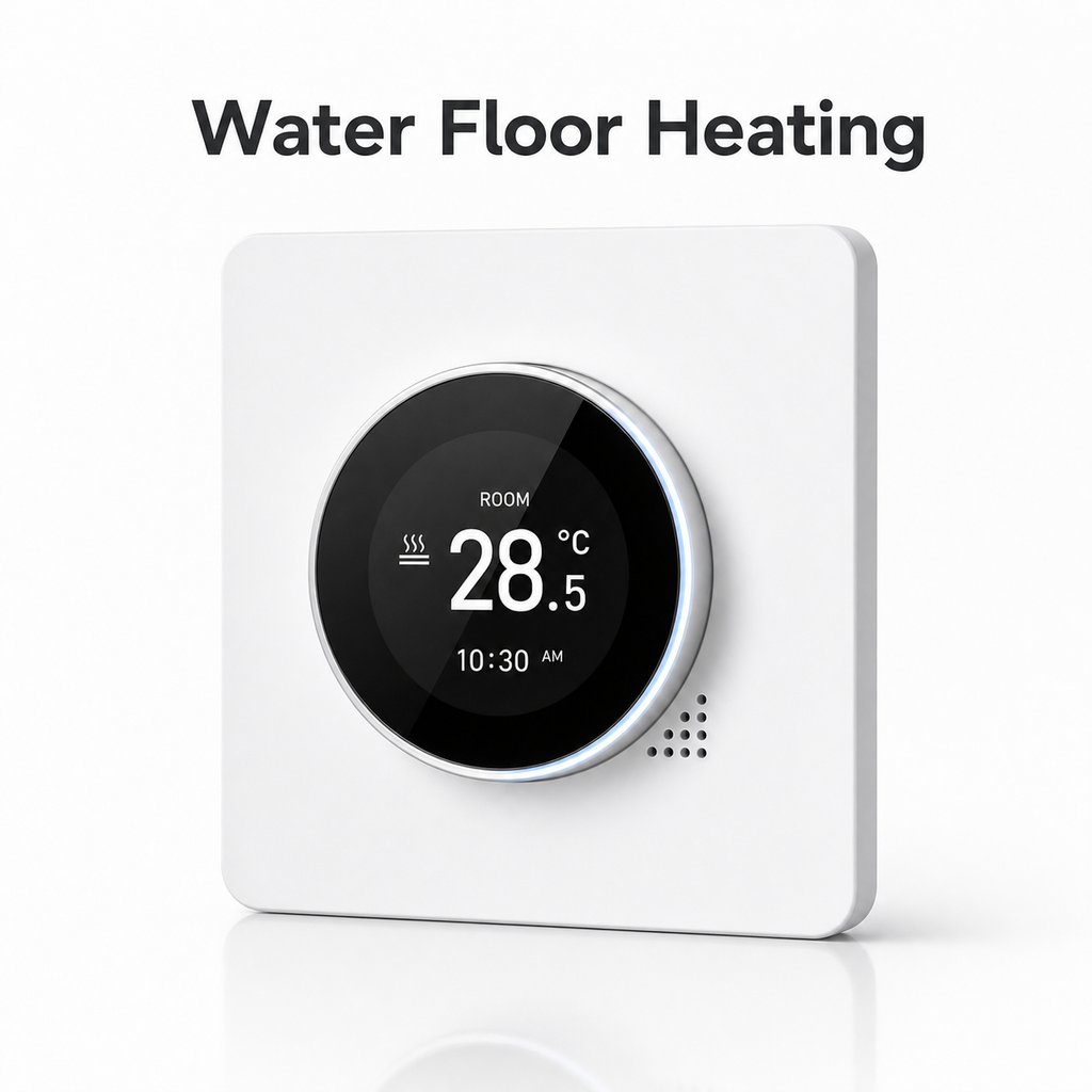 White rotary thermostat version for water floor heating