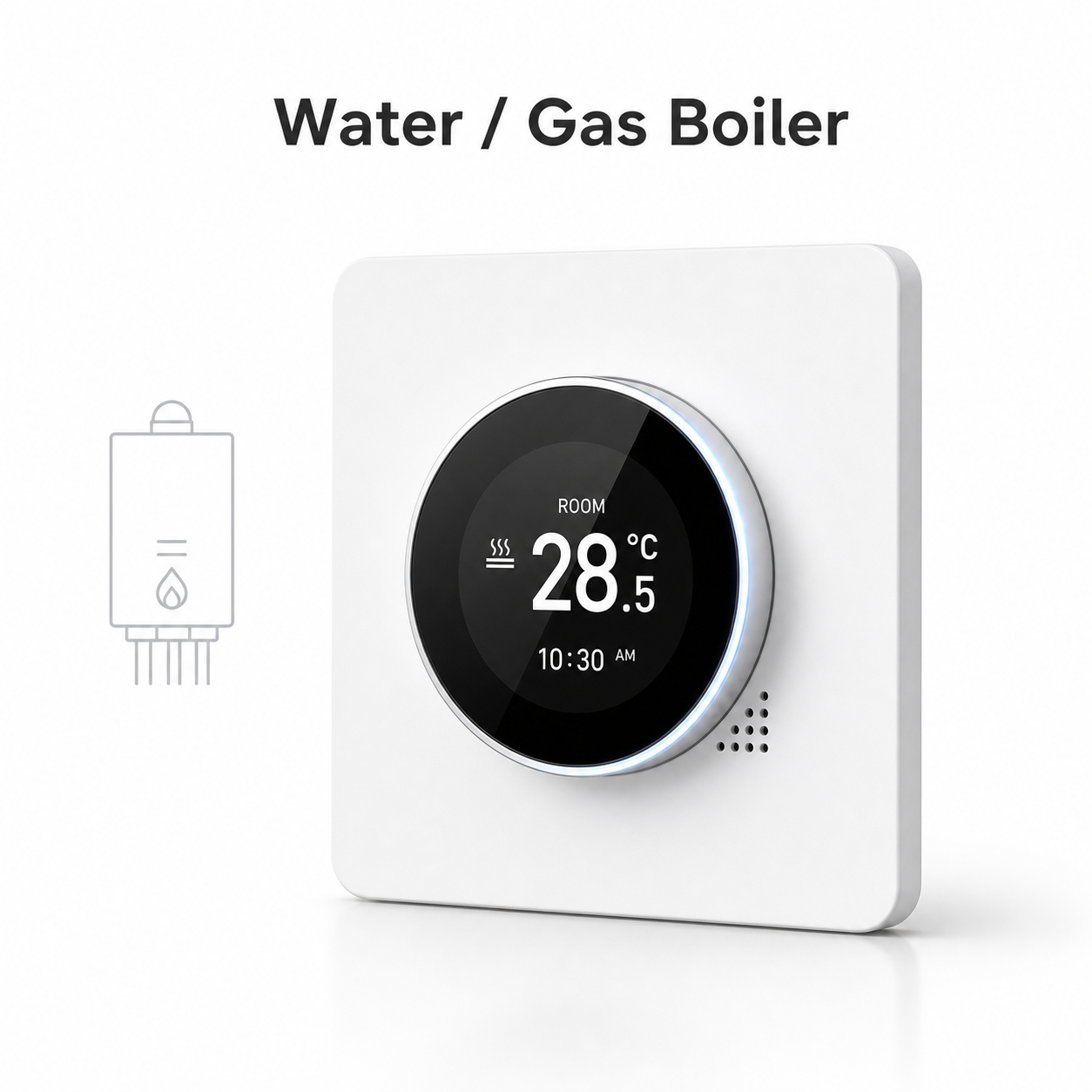 White rotary thermostat version for water or gas boiler heating