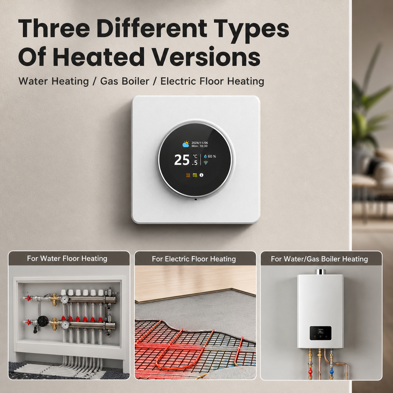 NéoHeat Essential three heated versions Wi-Fi thermostat variants