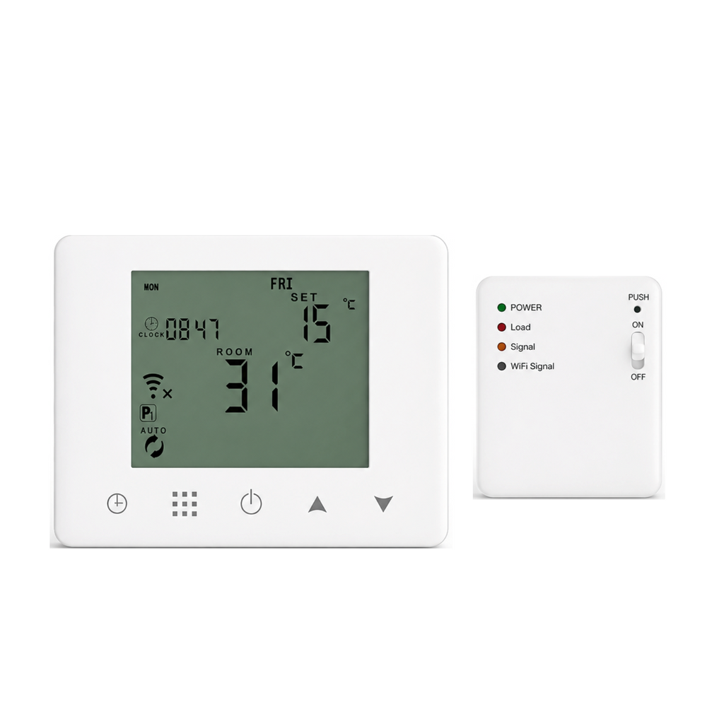 Thermostat Wi-Fi pour chaudière gaz variante GB avec récepteur sur fond blanc