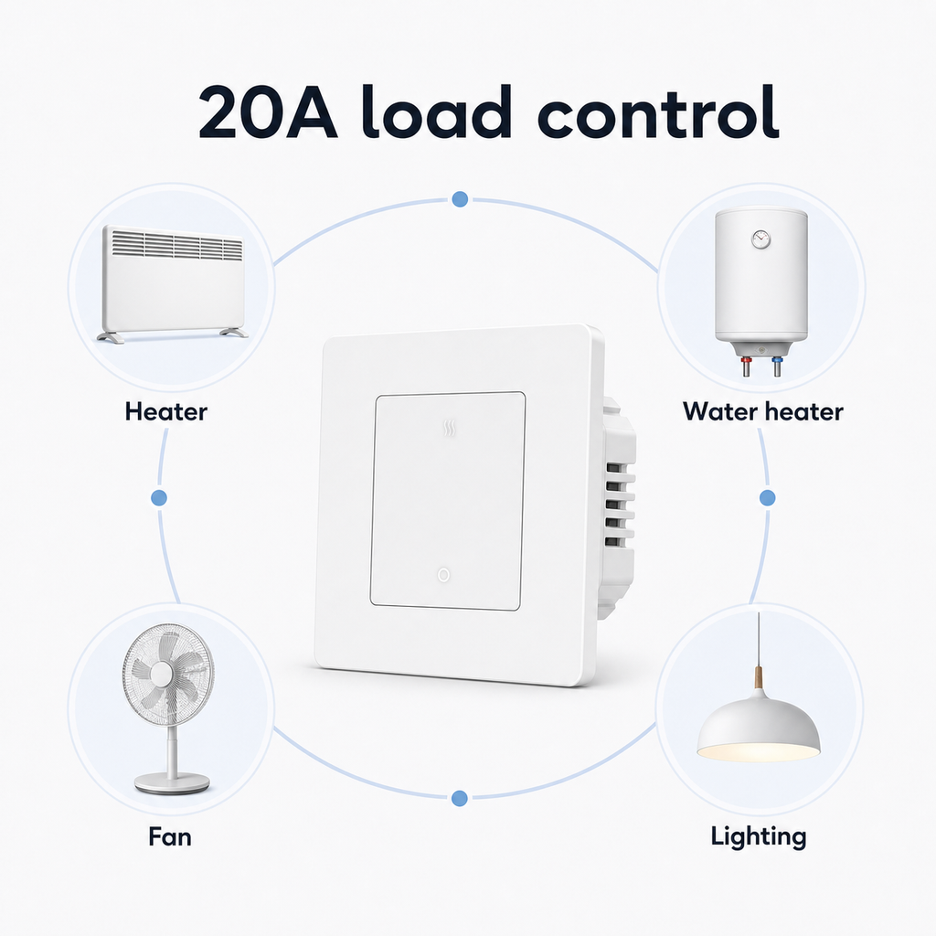 20A load control categories for ZigBee heater wall switch